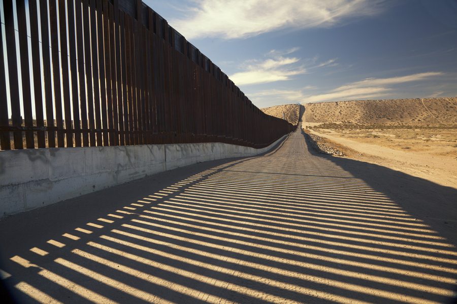 Fence separating United States and Mexico